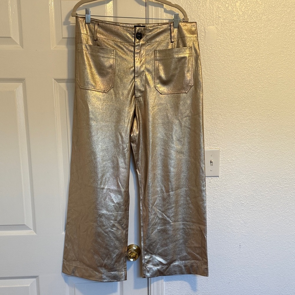 Maeve Gold Wide-Leg Pants